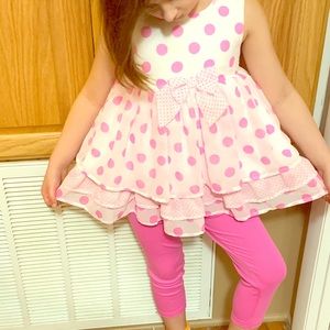 Blueberi Boulevard pink and white set, Size 6